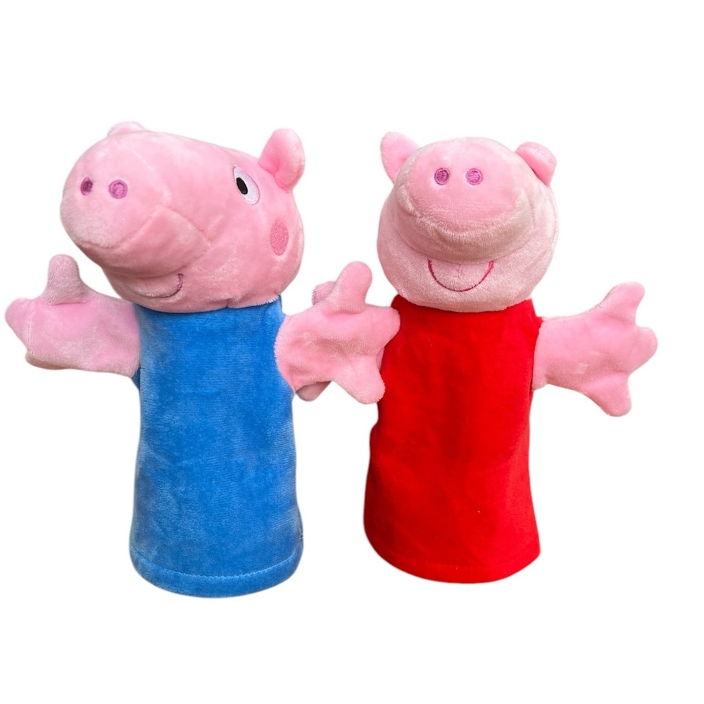 Peppa and George Pig puppets TCG toys excellent used condition 10” high